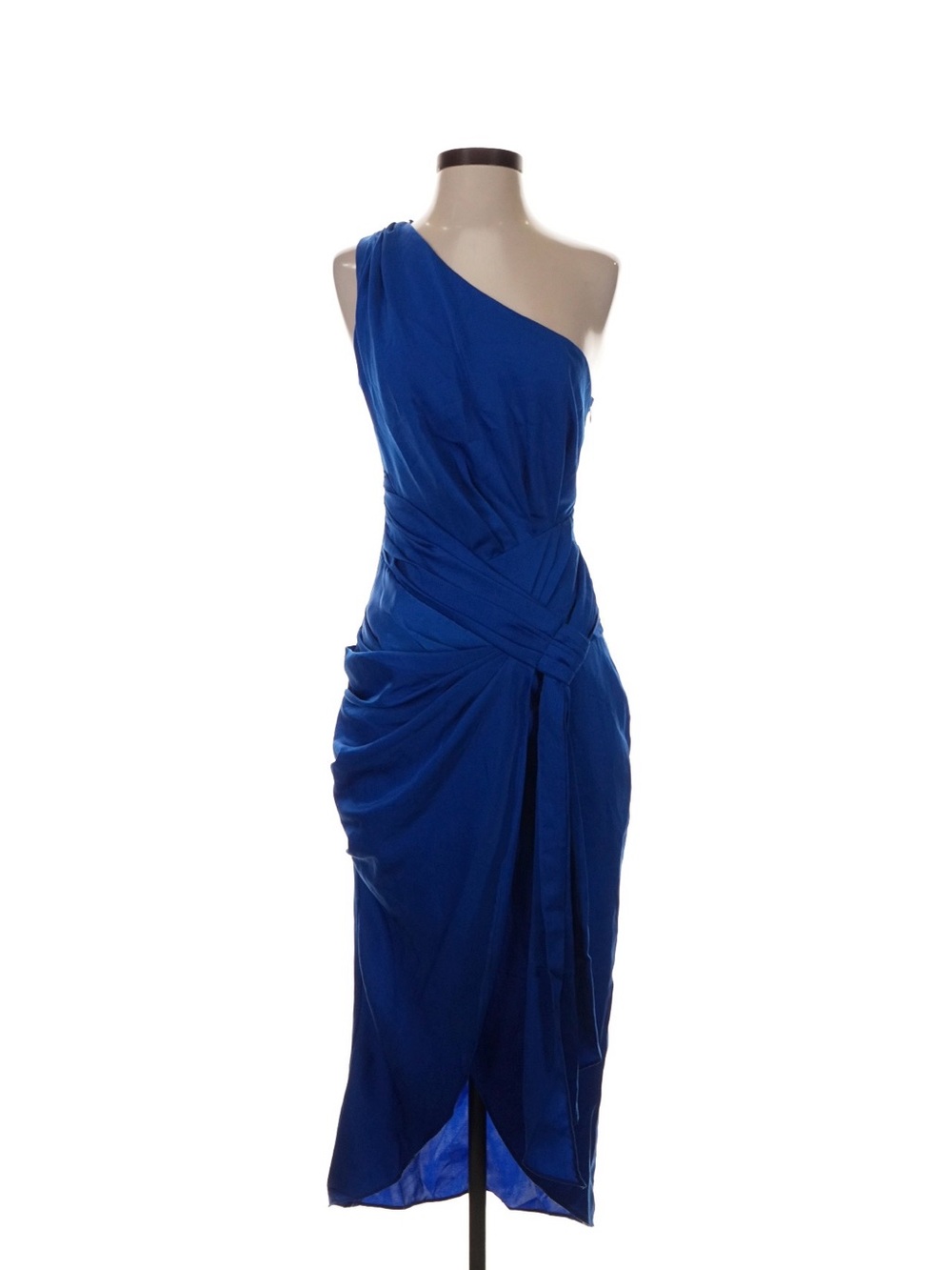 DO+BE Cobalt Blue One-Shoulder Draped Midi Dress